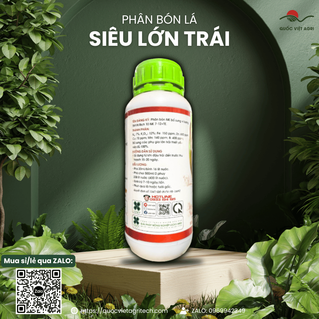 Phân bón lá SIÊU LỚN TRÁI (chai 500ml) - Giúp trái lớn nhanh, lên màu đẹp trái, chống bó trái, dày cơm, quả to chắc, nặng ký