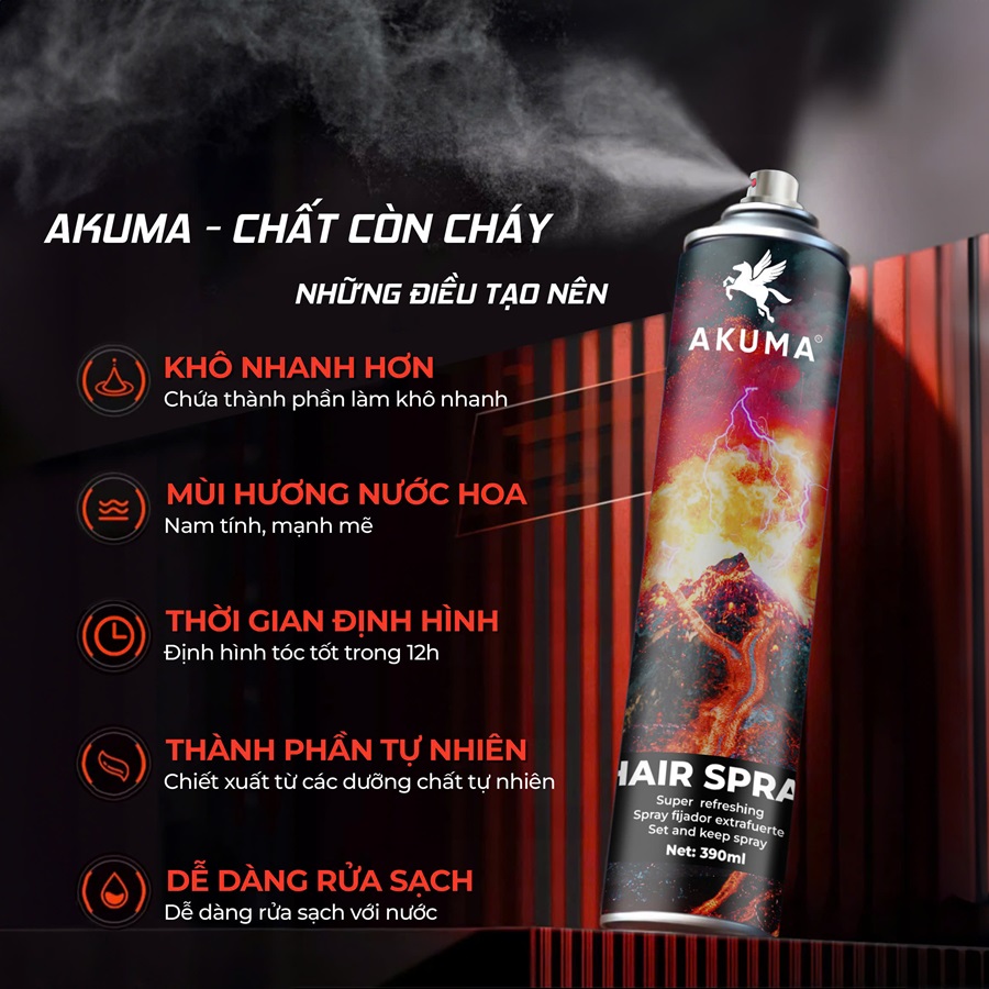 Sáp Vuốt Tóc AKUMA , Gôm Giữ Nếp Tóc , Xịt Tạo Phồng Tóc , Dầu Tắm Gội , Sữa Rửa Mặt