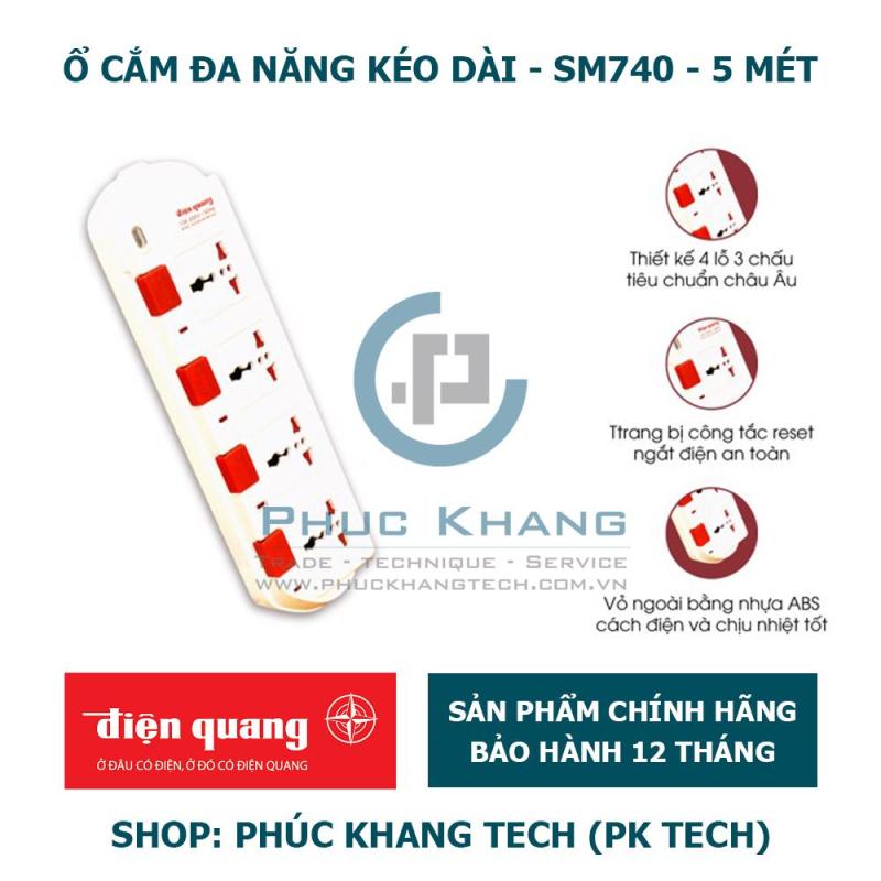 Ổ Cắm Điện Quang ĐQ ESK SM740SL -5M, 4 Lỗ 3 Chấu (Phúc Khang Tech)