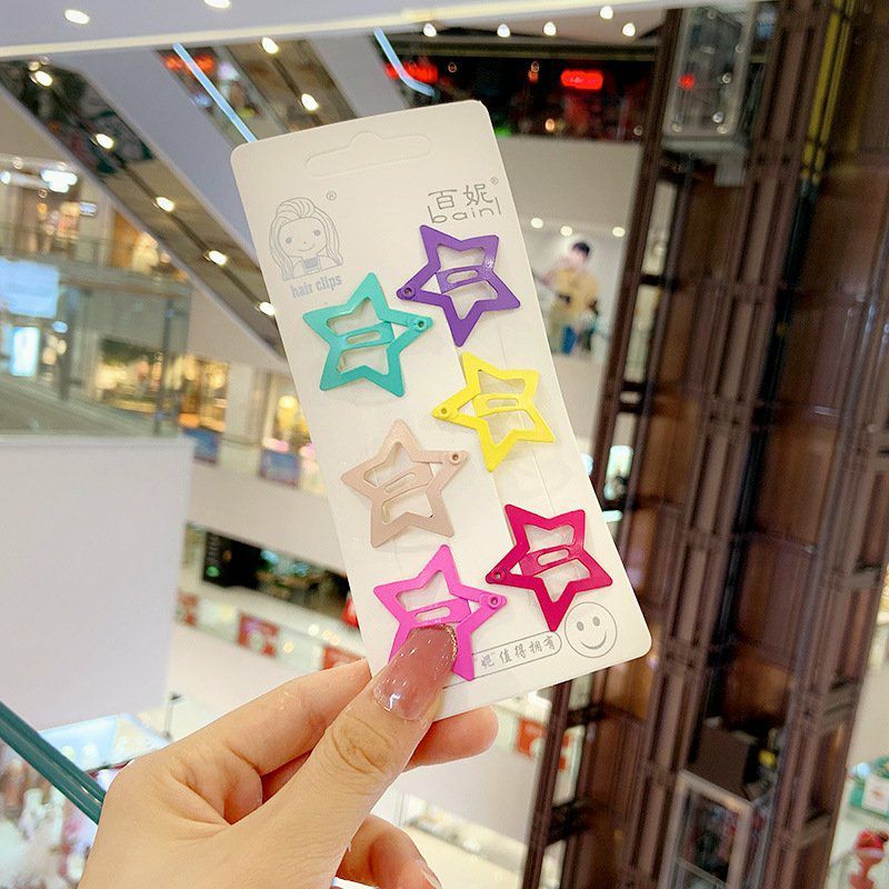 Set 6 kẹp tóc ngôi sao, trái tim nhiều màu