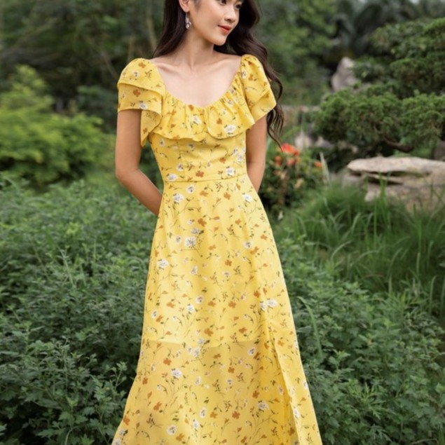 Đầm Maxi Hoa Xẻ Tà Trước D4014-21