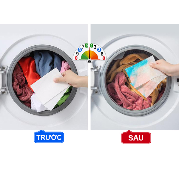Giấy Giặt hút màu nhuộm Chống Lem Loang màu Quần áo Túi Lưới Giặt Quần Áo Phao Lọc Cặn Bẩn Máy Giặt