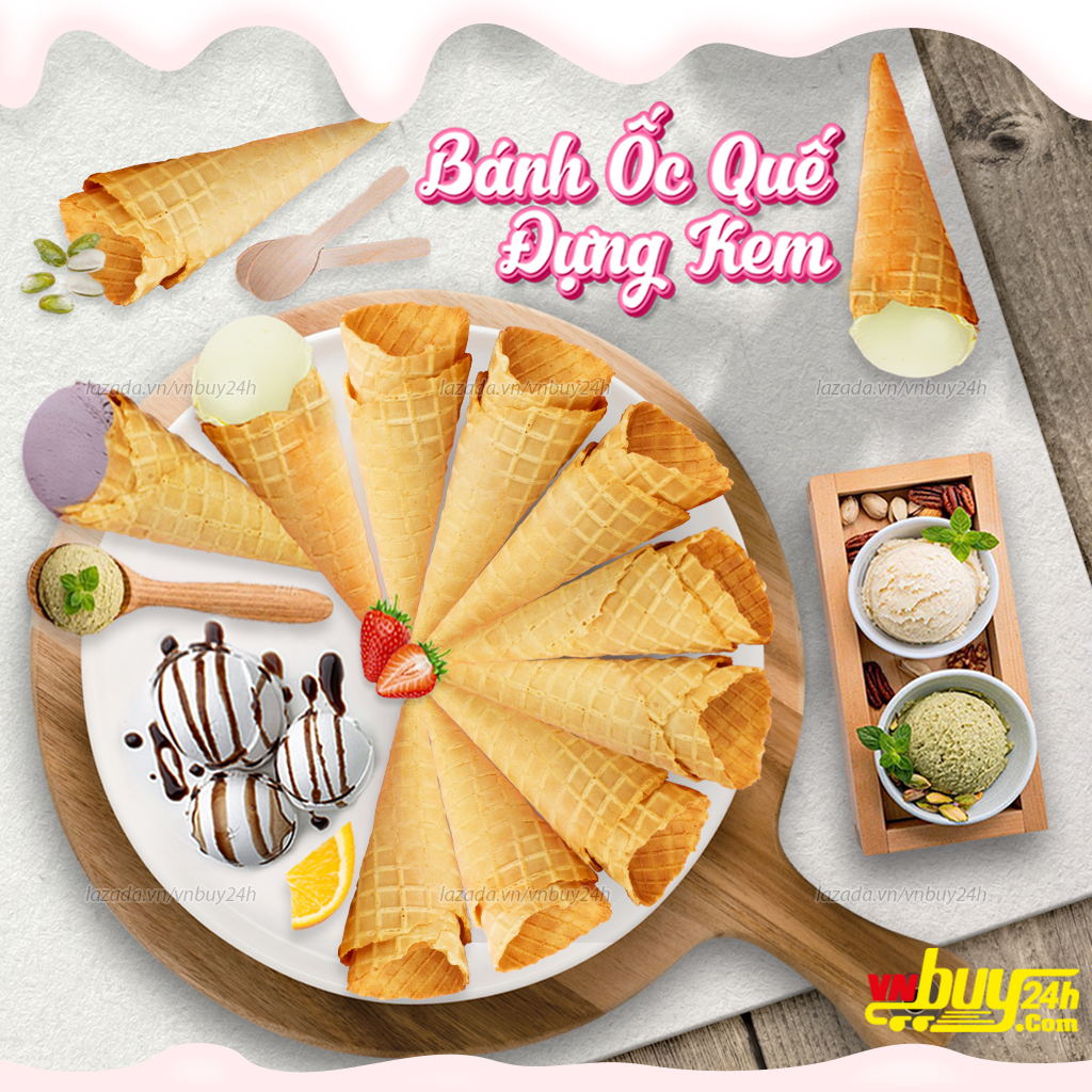 Vỏ Bánh Ốc Quế Đựng Kem - Bịch 10 Cái Thơm Giòn Ăn Kem