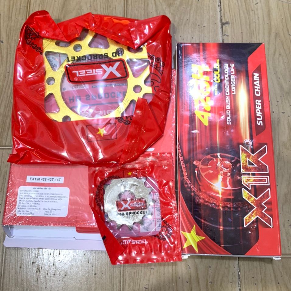 Sên nhông dĩa xe exciter 150 hiệu X1R (14T _ 42T)