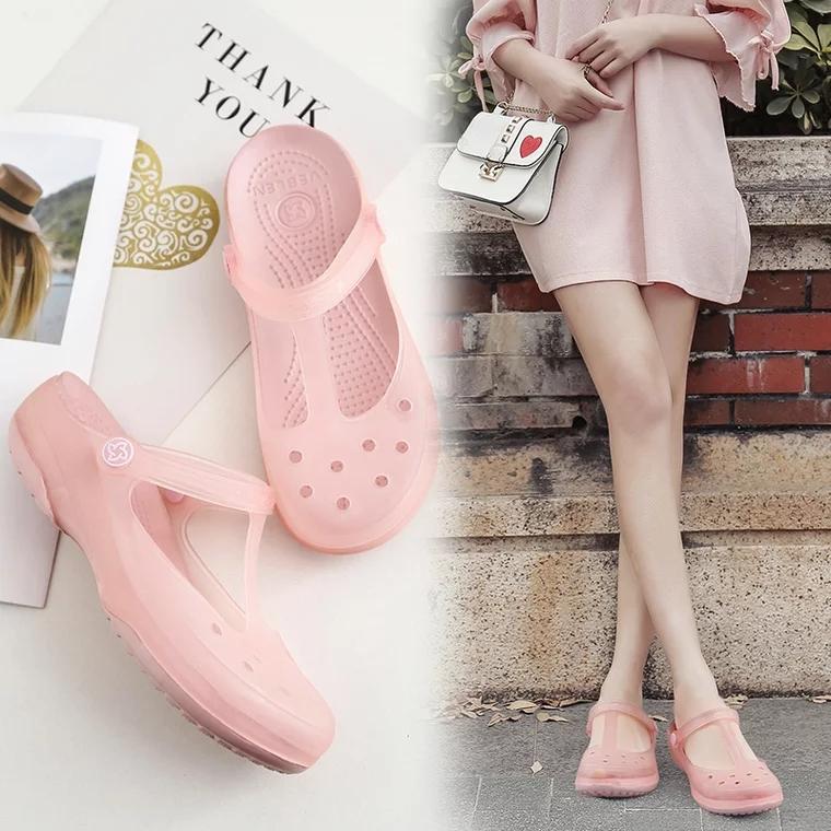 Xăng đan nữ nhựa trong suốt, đế mềm siêu êm (hồng, kem đậm, xanh)