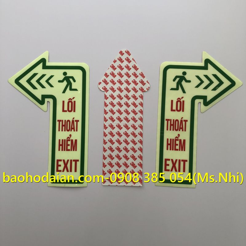 Biển dán chỉ dẫn lối thoát hiểm exit dạ quang (24x16cm)