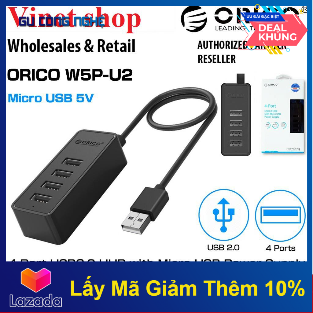 Hub Chia 4 Cổng Orico W5P-U2 -Bk . Hàng  Phân Phối.W5Pu2 -Dc3744