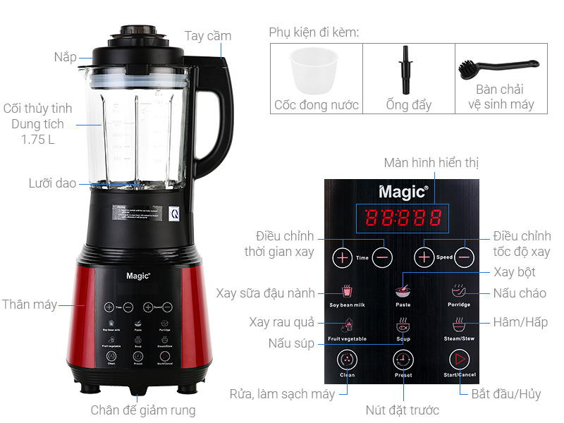 Máy làm sữa hạt đa năng Magic A-96 1.75L