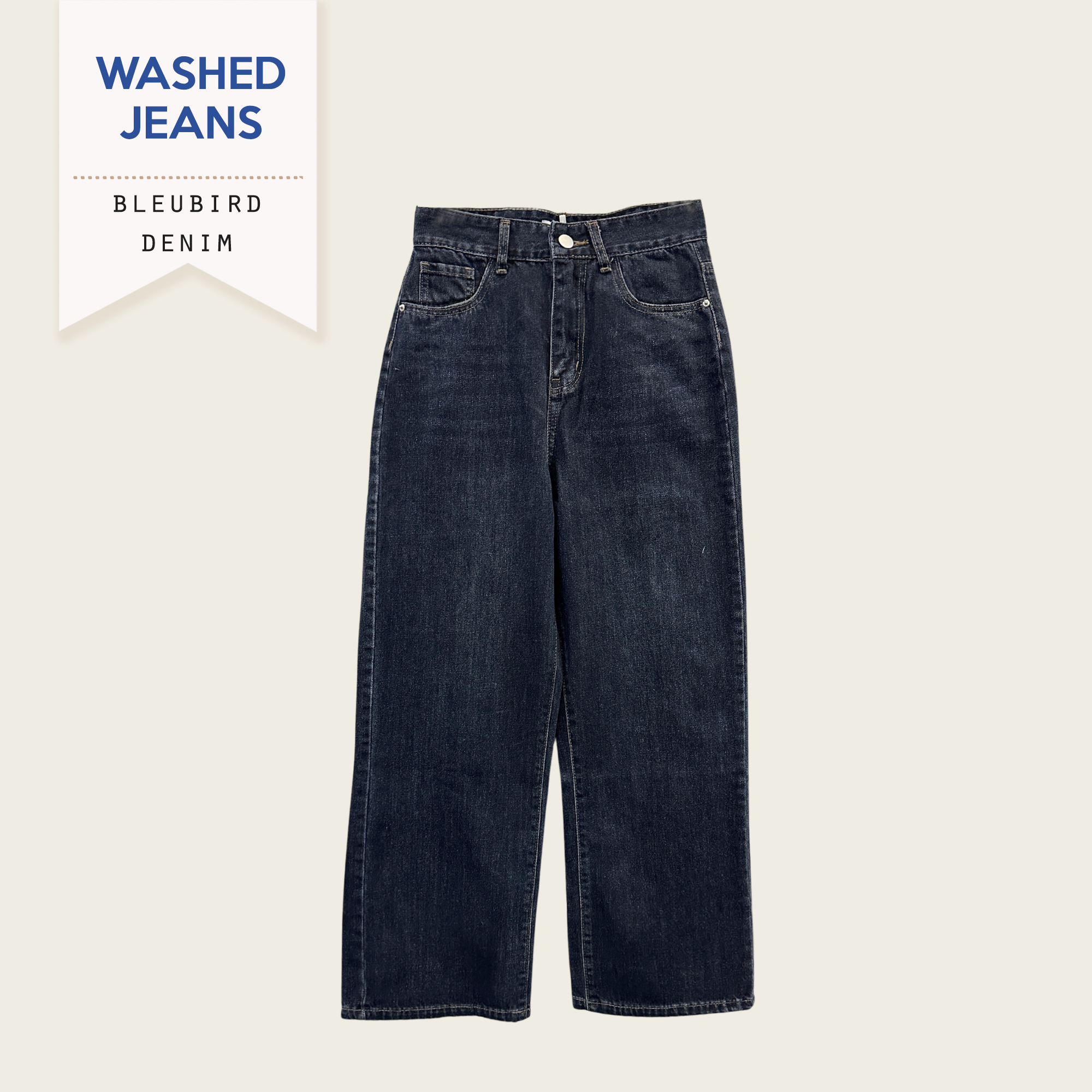 BLEUBIRD Quần denim giặt mài Washed Jeans