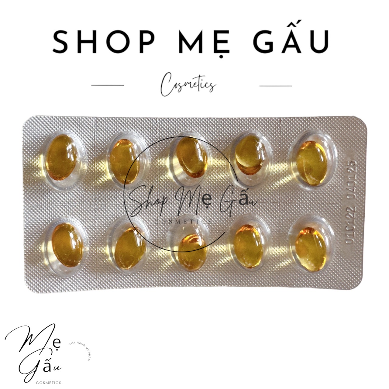 Vỉ 10 viên vitamin e vàng, đỏ