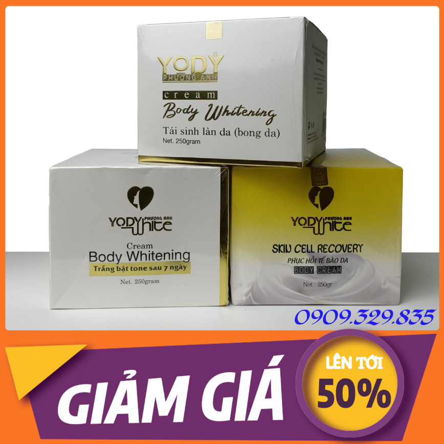 Combo 3 loại Kem Body Yody White 250gr - Body Whitening Cream