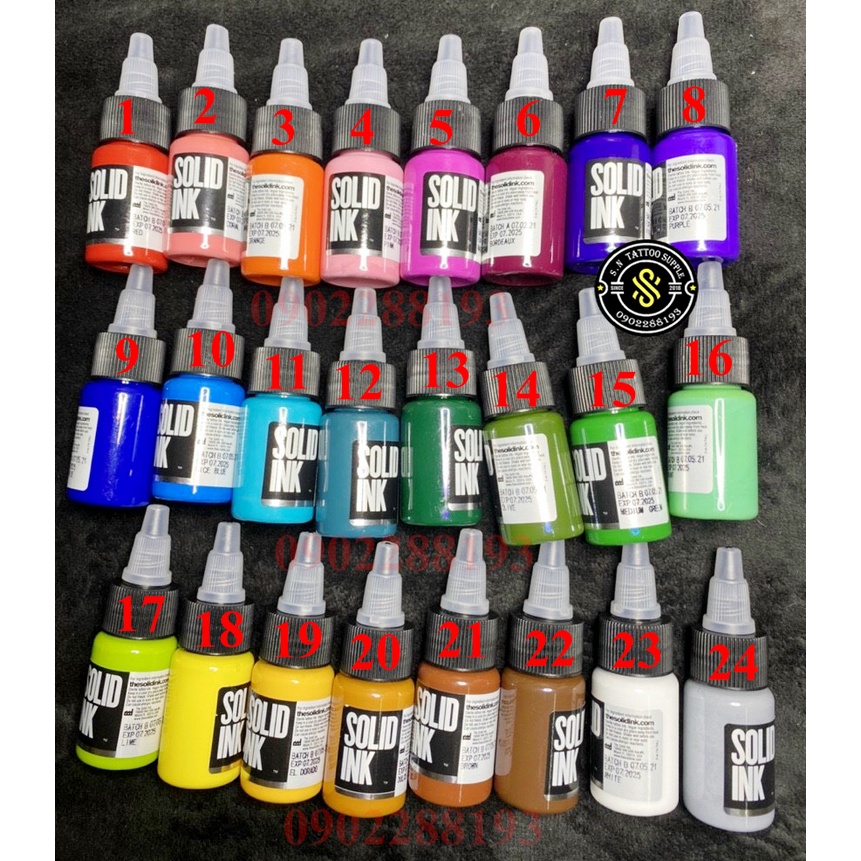 Mực xăm chính hãng Solid 15ml [Tặng quà + Freeship]  Độ ăn màu cao- Chất lượng