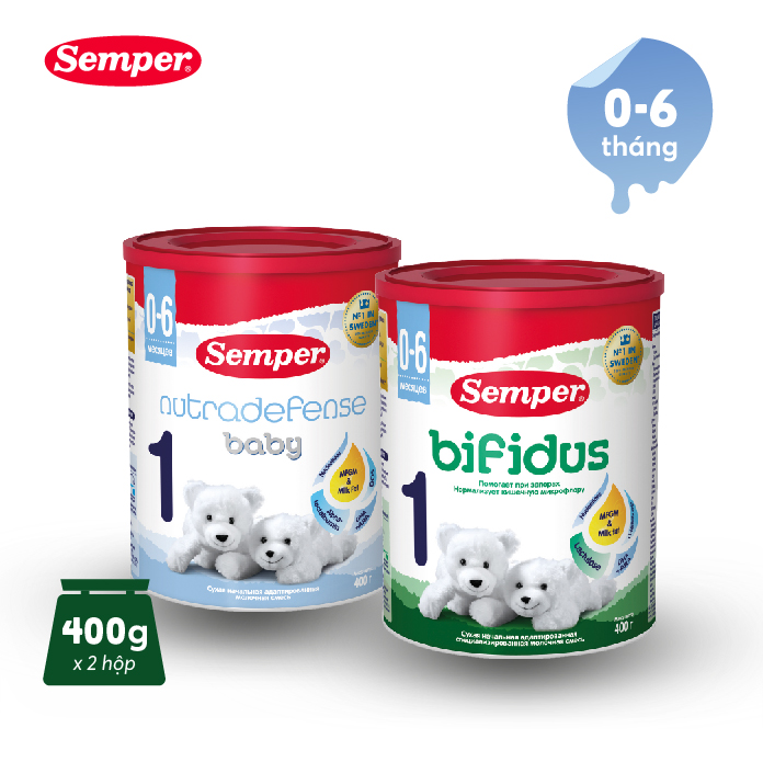 Combo 2 Sữa bột công thức Semper Baby Nutradefense 1 400g hộp và Semper
