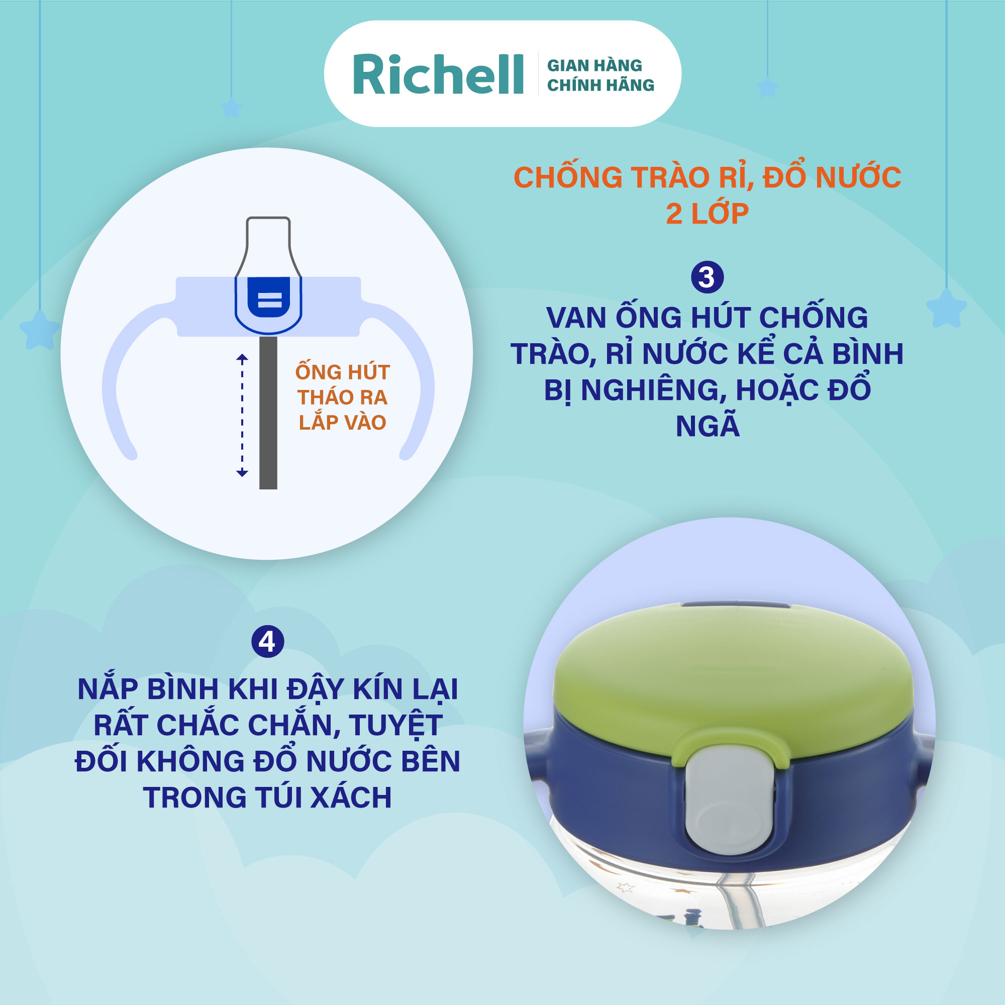 Bình ống hút RICHELL MUGOOD 200ml | Baby