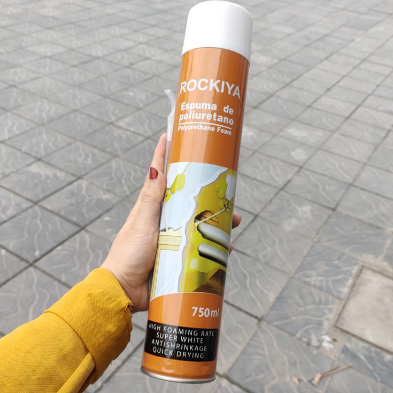 Keo bọt nở 750ml Malaisia, bình xịt bọt nở Rockiya (chính hãng)
