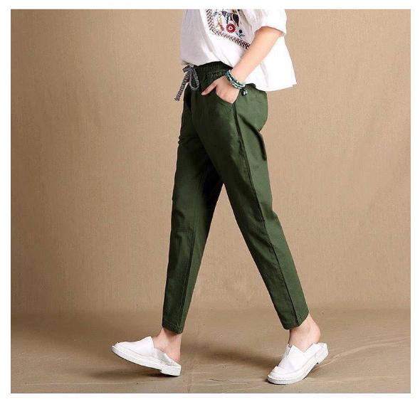 Quần kaki suông sắn ống