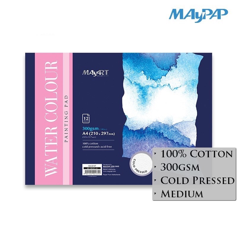 Sổ vẽ màu nước MayArt A4 (100% Cotton )