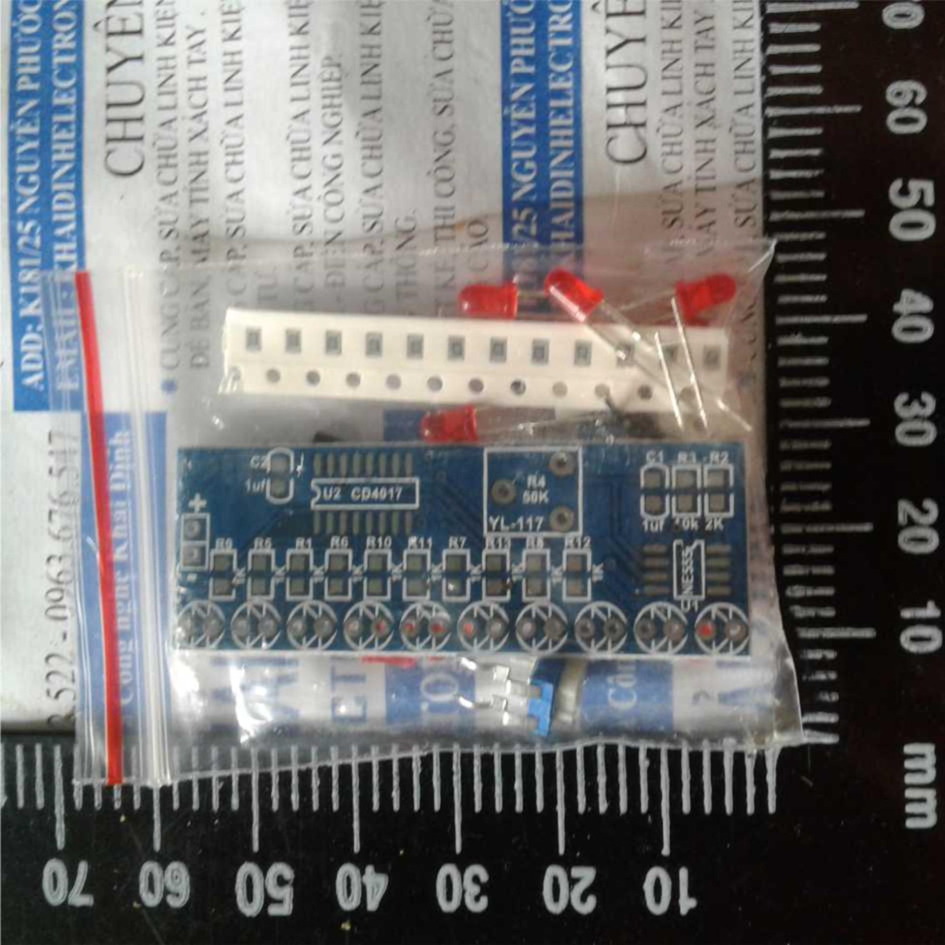 2 BỘ LK MẠCH NHÁY LED NE555, CD4017, 10 led chạy đuổi nhau, IC SMD áp 3-14.5V kde1642
