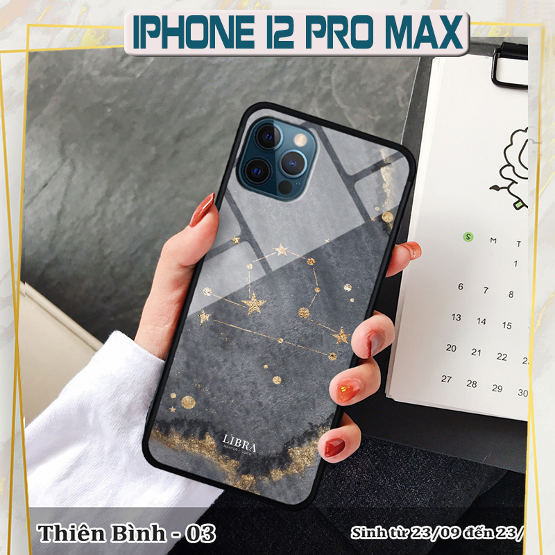 Ốp kính 3D in hình cung hoàng đạo iPhone 12 Pro Max