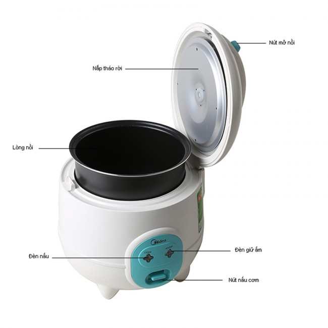 Nồi cơm điện mini Midea MR-CM06SB 0.6L chính hãng