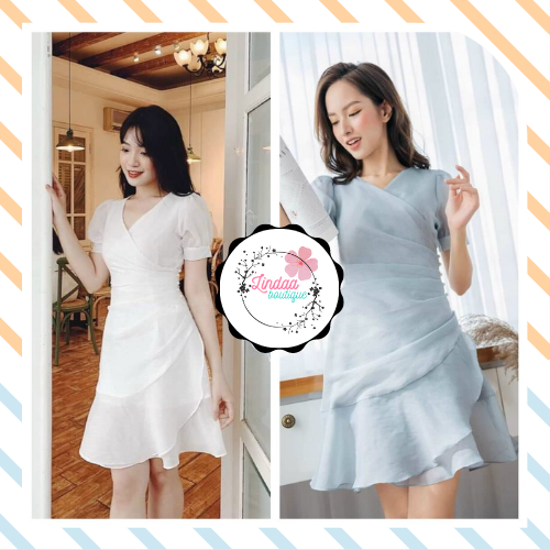 ĐẦM XÒE CỔ V XẾP LY HẠT EO SWEET DRESS