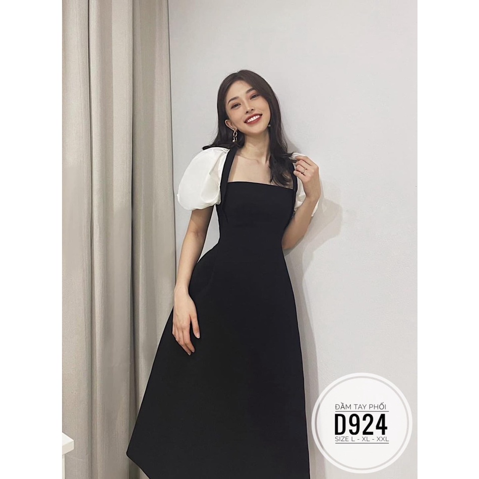ĐẦM BIG SIZE MIDI PHỐI MÀU ĐEN TRẮNG