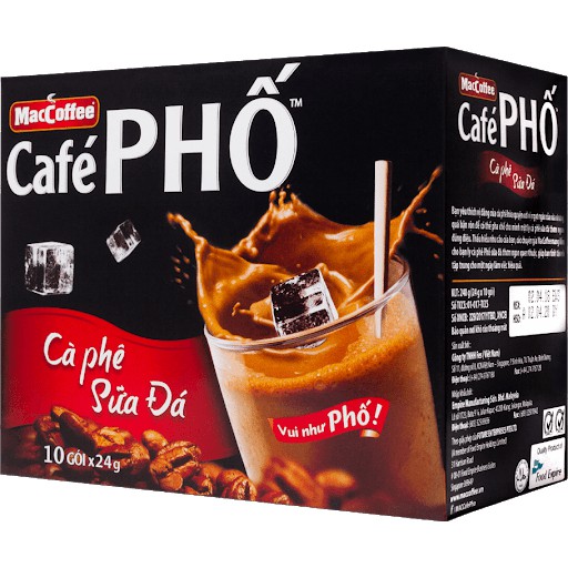Cà phê phố sữa đá maccoffee café phố hộp 10 gói 240g