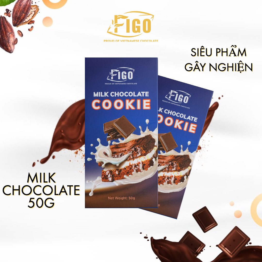 SIÊU NGON-COMBO 2 HỘP 50G Kẹo socola sữa nhân bánh cookie 50g FIGO, đồ ăn
