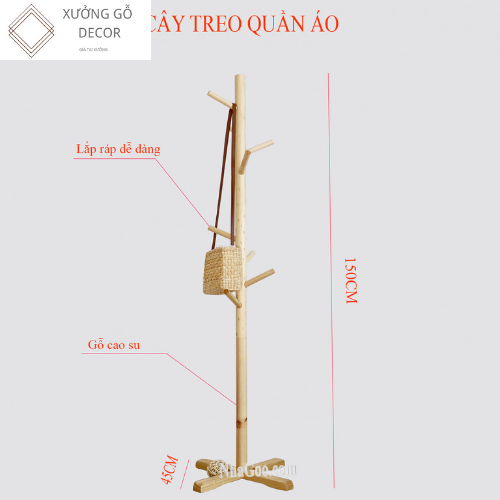 Cây Treo Quần Áo Gỗ Tự Nhiên