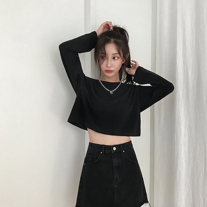Áo Croptop Dài Tay Phong Cách Hàn Quốc