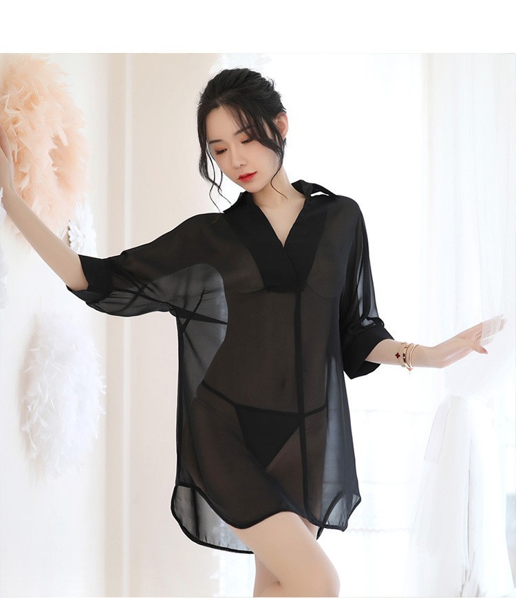 Đầm Ngủ Thun Kiểu Áo Sơ Mi Tay Lửng CDAN73