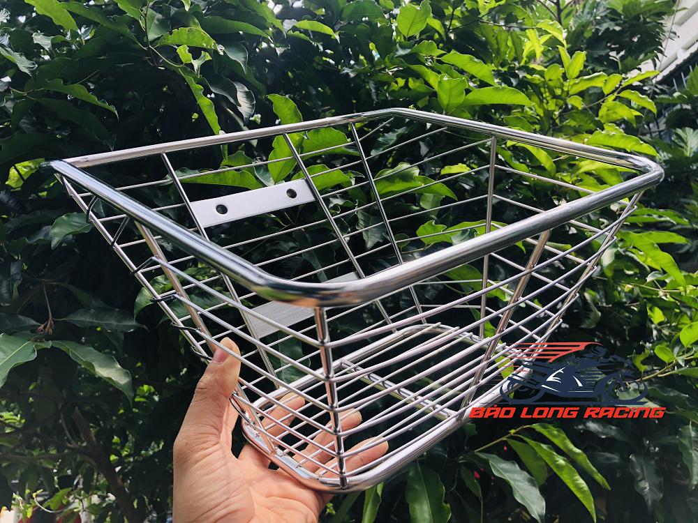Rổ trước Inox 10 ly dầy 2 lỗ trên 1 lỗ dưới dành cho xe Wave