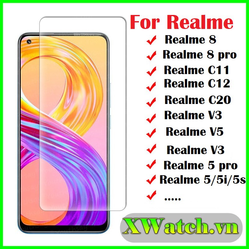 Cường lực realme 8 8 pro realme 5 / realme 5i / realme 5 pro / realme q / realme x2 / realme x2 pro ..trong suốt