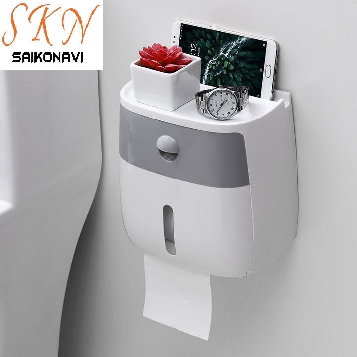 Hộp treo đựng giấy vệ sinh dán tường chống nước có khay để đồ