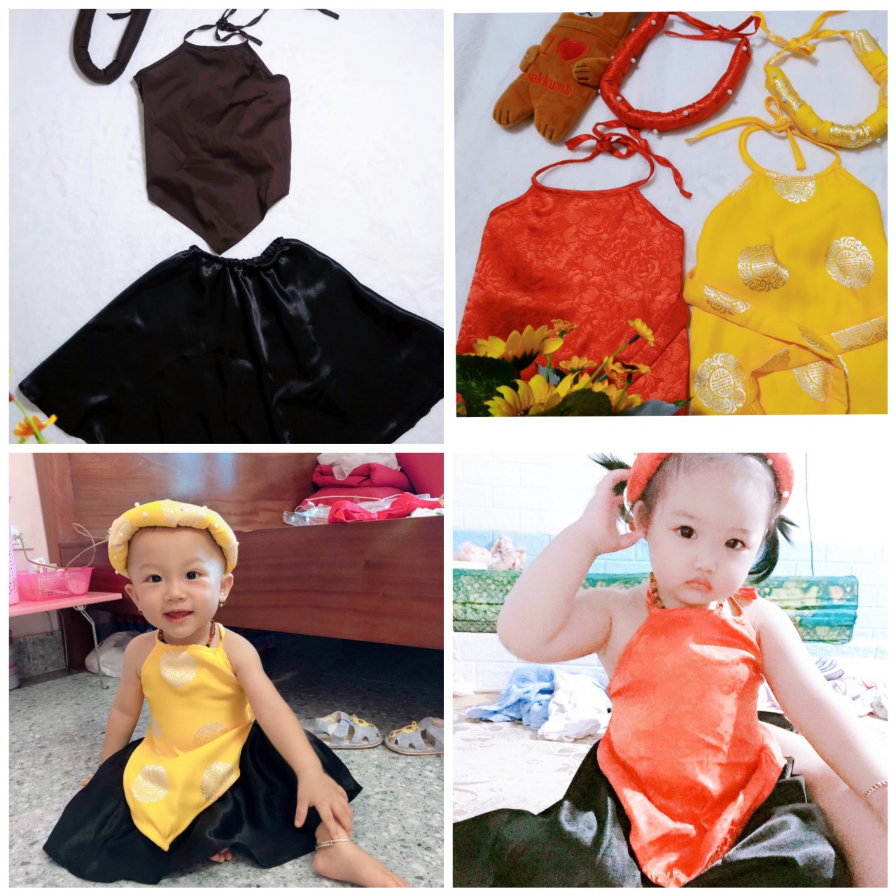 Baby Girl's Bib and Dress Set (with a Pearl Headband Included)