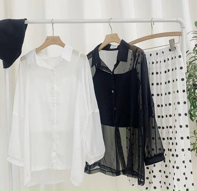 [ Tặng kèm áo 2 dây ] Áo sơ mi khoác voan mỏng form oversize