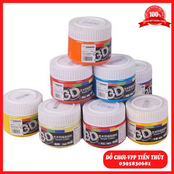Sơn acrylic 3d màu acrylic 100ml vẽ tranh tường, áo, vải, giày sneaker