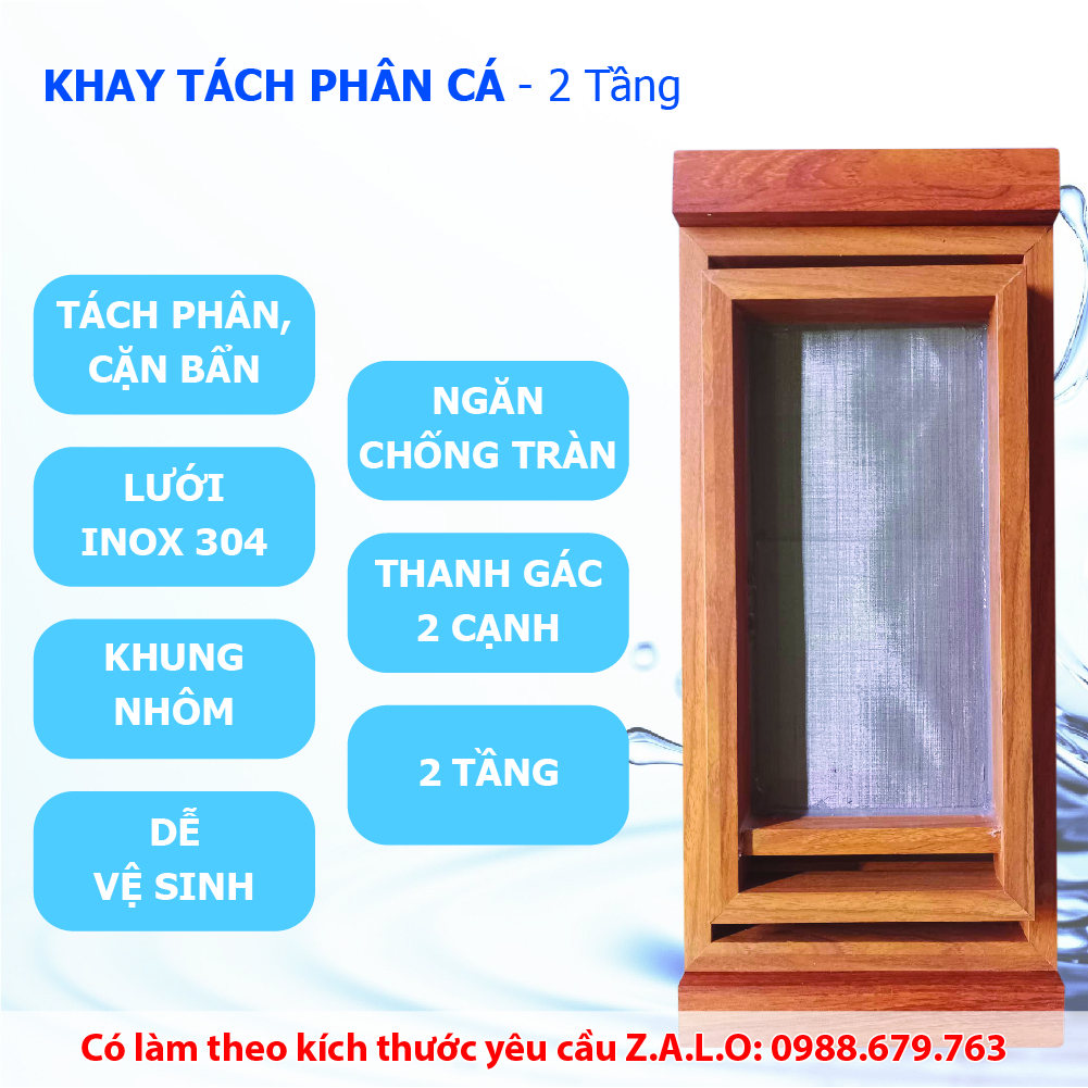 (25cm x 60cm) - Khay tách phân cá - Lưới lọc inox 304