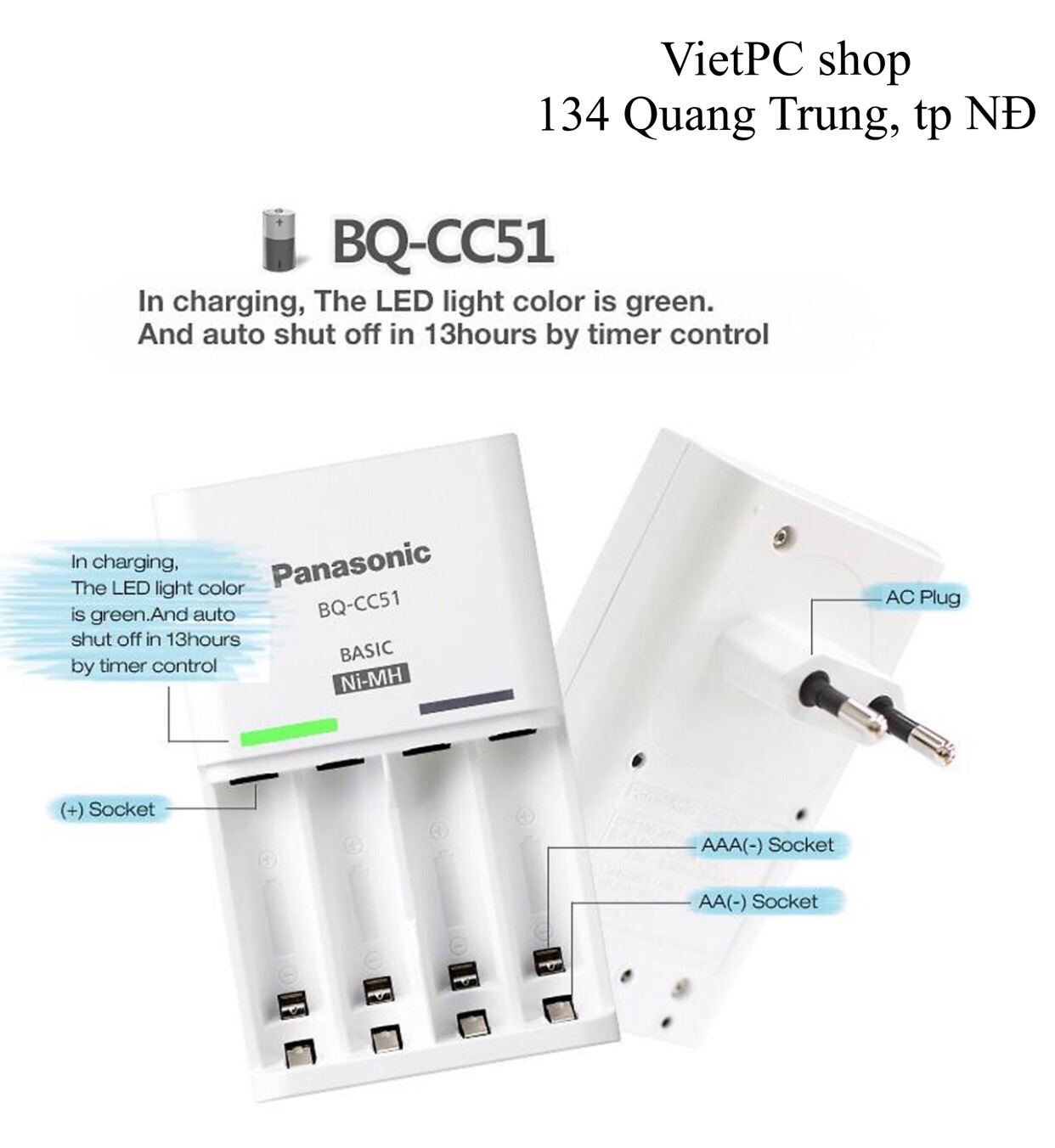 Bộ sạc pin Panasonic Eneloop chính hãng sạc pin AA AAA
