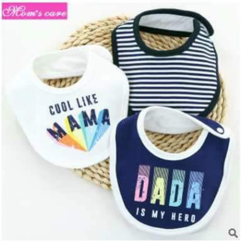 Set 3 yếm tròn cotton Momcare cao cấp