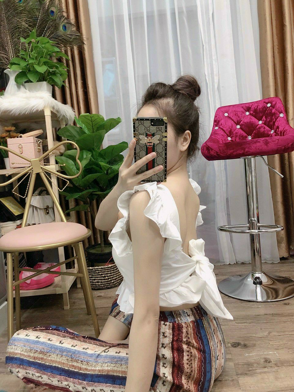 [HCM]SET ÁO TRẮNG QUẦN THỔ CẨM
