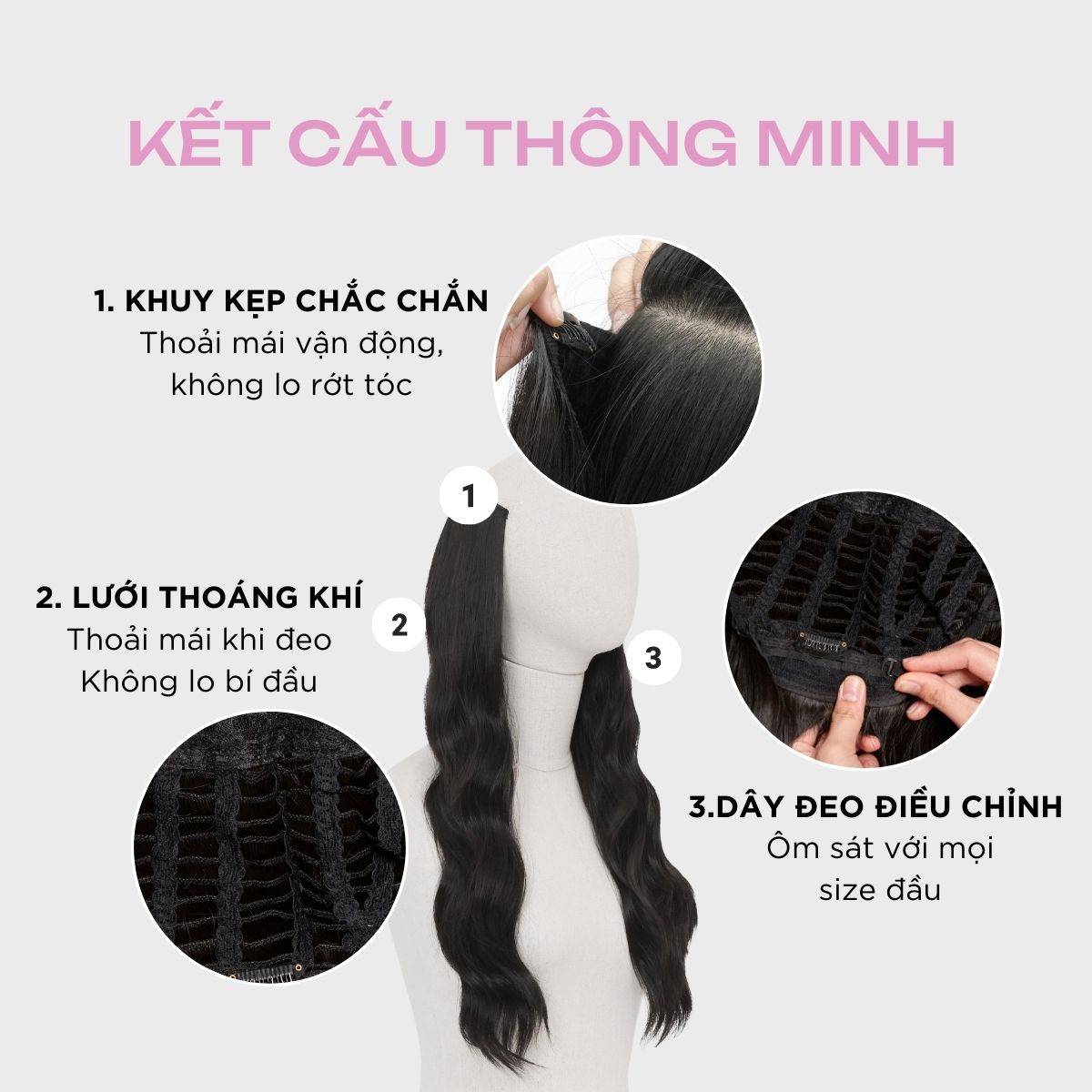 Tóc Kẹp U CAPELLI Dáng Xoăn Sóng Trục 60cm