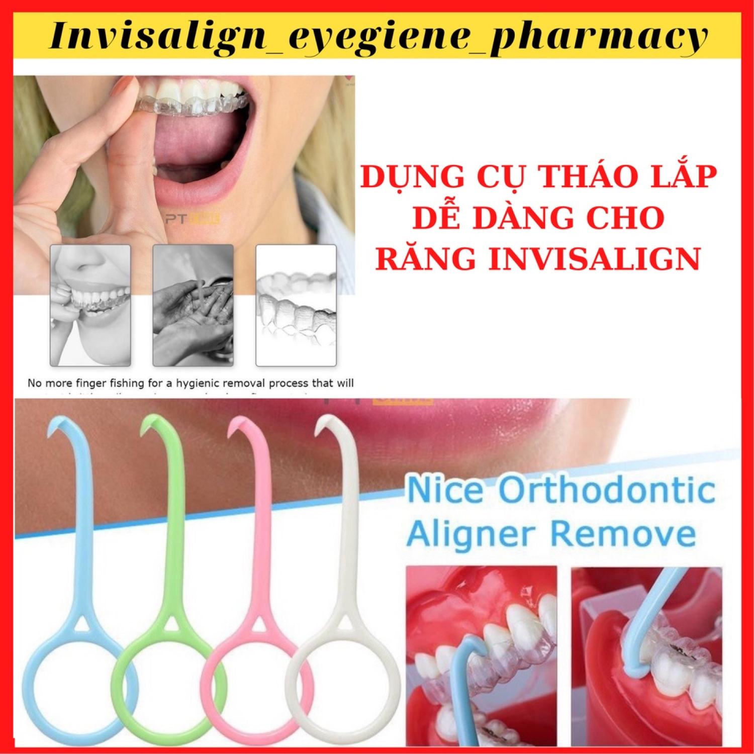 Dụng Cụ Tháo Niềng, Móc khay trong suốt Invisalign,Vinalign, răng giả tháo lắp, chỉnh nha dễ