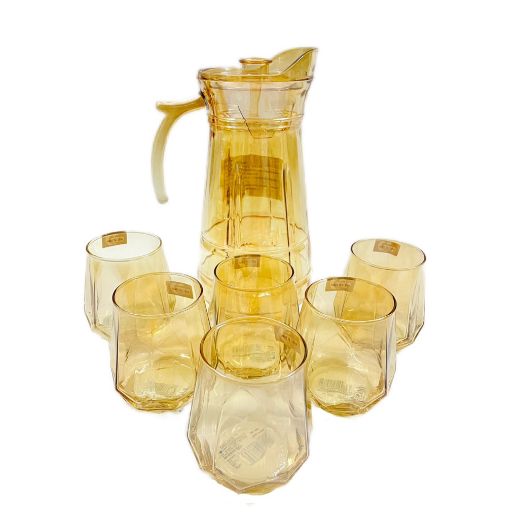 Bộ 6 ly thủy tinh hổ phách cao cấp, cốc kim cương thủy tinh uống nước, trà, sinh tố,có bán kèm úp cốc và khay hứng nước
