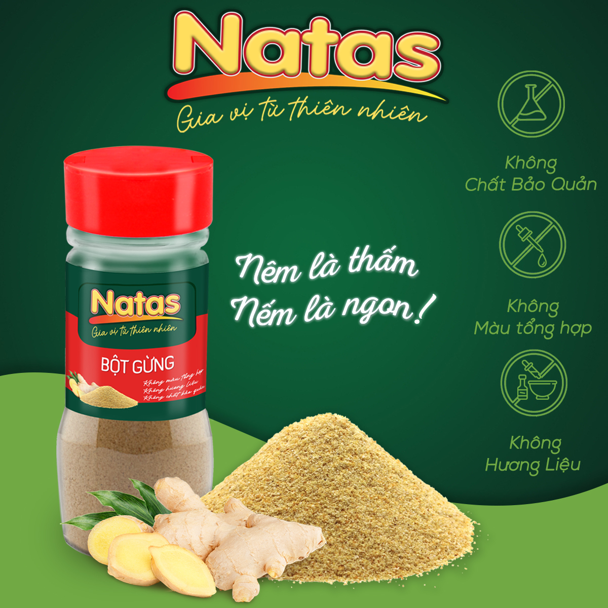BỘT GỪNG NATAS gia vị tiện dụng (hũ 40g)