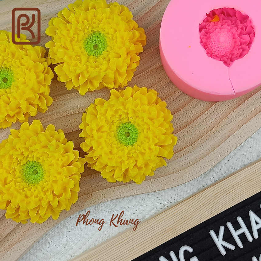Khuôn silicon 4d Phong Khang làm rau câu hoa cúc vạn thọ