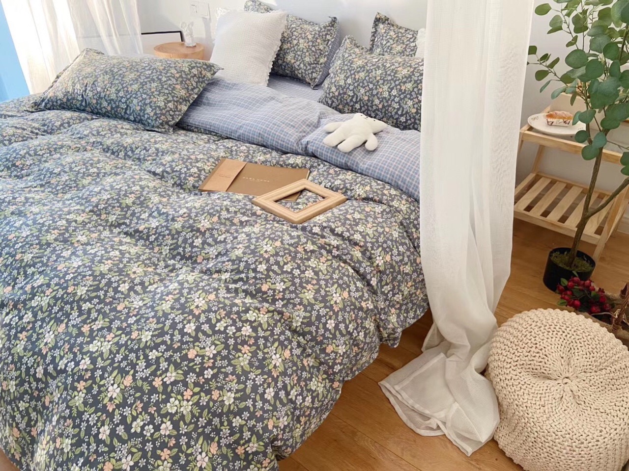 Trọn bộ 4 món cotton poly nhập mẫu nguyệt quế sang chảnh