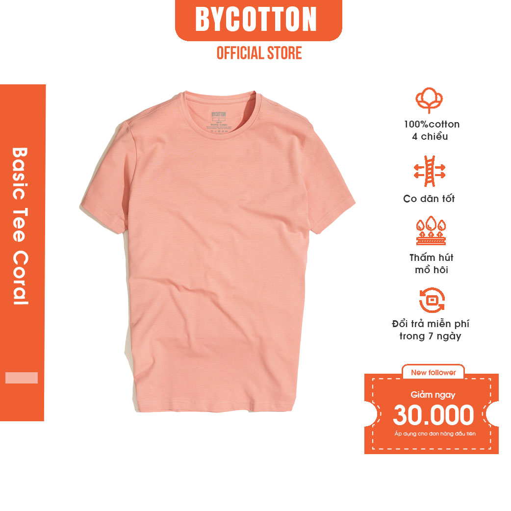 Áo Thun Nam Cao Cấp Hồng Coral Basic Tee BY COTTON