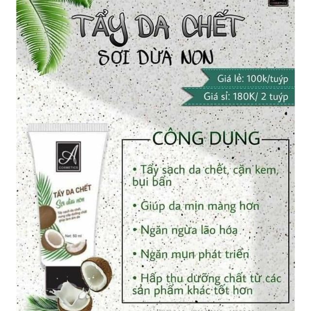Tẩy Da Chết Sợi Dừa Non 120ml A Cosmetics