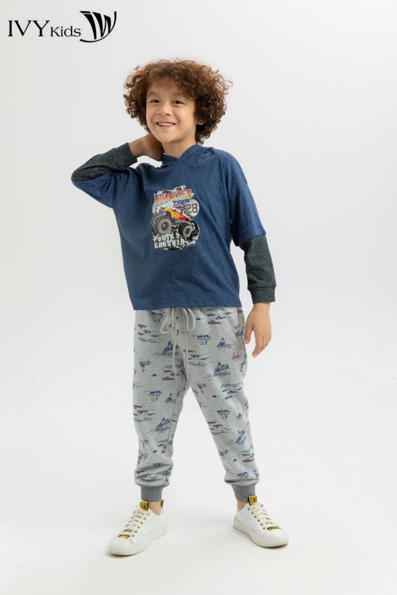 Áo thun bé trai Monster IVY moda MS 58K1102